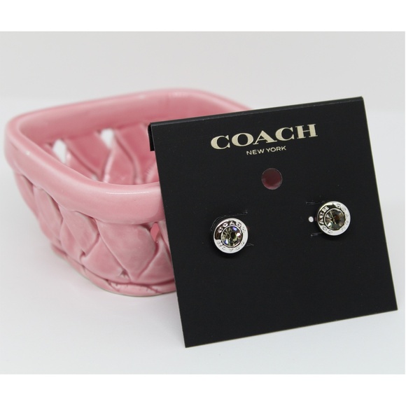 NWT Authentic Coach stud earrings- Silver - Picture 1 of 4